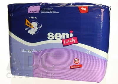 Seni Lady AIR SUPER VLOŽKY anatomické urologické vložky pre ženy, savosť 780 ml (20x37cm) 1x15 ks