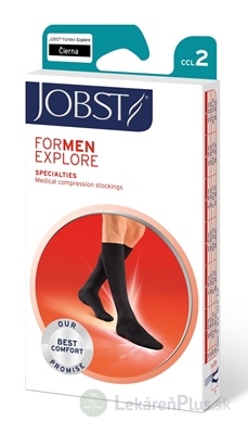 JOBST for Men EXPLORE kompresívne lýtkové pančuchy II.KT, so zatvorenou špičkou, čierne, veľ. V., 1x1 pár