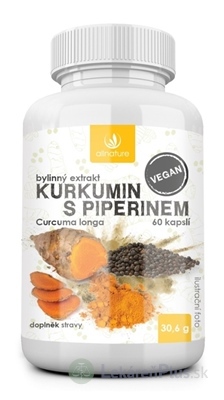 Allnature KURKUMÍN S PIPERÍNOM bylinný extrakt cps (Curcuma longa) 1x60 ks