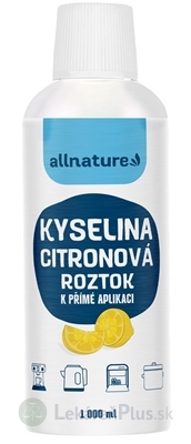 Allnature KYSELINA CITRÓNOVÁ roztok k priamej aplikácii 1x1 l