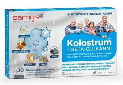 Barnys KOLOSTRUM s beta-glukánmi forte + darček cps 30 ks + darček 1ks, 1x1 set