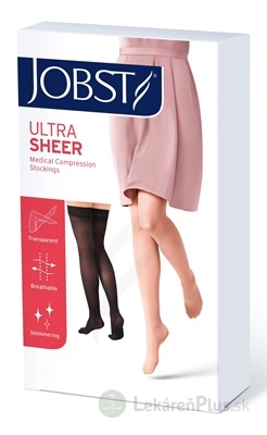 JOBST ULTRA SHEER kompresívne stehenné pančuchy I.KT, s lemom, s otvorenou špičkou, čierne, veľ. II., 1x1 pár