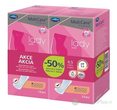 MoliCare Premium lady pad 0,5 kvapky DUOPACK inkontinenčné vložky (zľava -50% na 2. balenie) 2x28 ks, 1x1 set