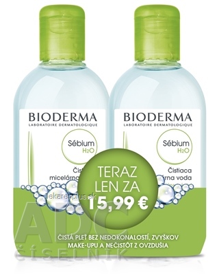 BIODERMA Sébium H2O FESTIVAL micelárna pleťová voda na mastnú a zmiešanú pleť 2x250 ml (akciová cena), 1x1 set