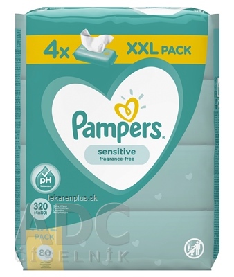 PAMPERS Baby Wipes Sensitive vlhčené obrúsky XXL pack 4x80 ks (320 ks)