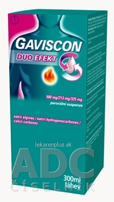 GAVISCON DUO EFEKT Perorálna suspenzia sus por (fľ.skl.jantár.+odmerka) 1x300 ml