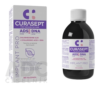 CURASEPT ADS DNA IMPLANT PRO ústna voda s chlórhexidínom 0,20 % +  kyselina hyalurónová 1x200 ml