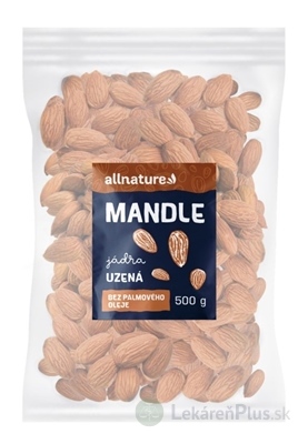 Allnature MANDLE jadrá ÚDENÉ bez palmového oleja 1x500 g