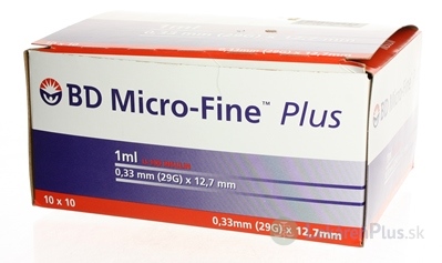 BD MICRO FINE INZULÍNOVA STRIEKAČKA U-100 s integrovanou ihlou 29G, objem 1 ml, 10x10 ks