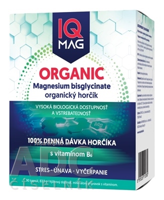 IQ MAG ORGANIC HORČÍK + Vitamín B6 cps 1x90 ks