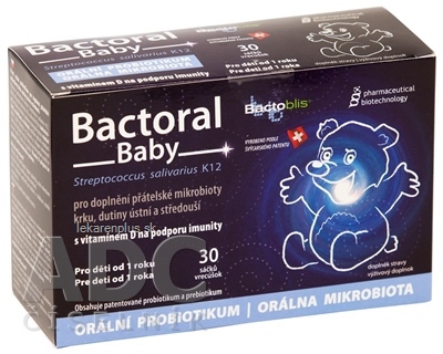 favea Bactoral Baby s vitamínom D vrecúška, pre deti od 1 roka, 1x30 ks