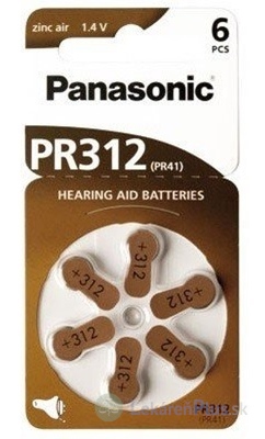 Panasonic PR312 batérie (PR41) do načúvacích prístrojov 1x6 ks