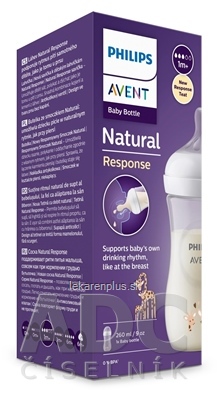 AVENT FĽAŠA Natural Response 260 ml žirafa, cumlík pre podporu rytmu pitia (1m+) 1x1 ks