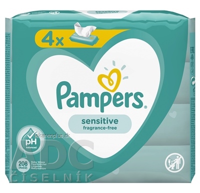 PAMPERS Baby Wipes Sensitive vlhčené obrúsky 4x52 ks (208 ks)