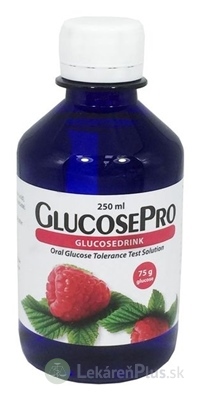 GlucosePro 75 g nápoj pre glukózový tolerančný test, malina 1x250 ml