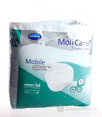 MoliCare Premium Mobile 5 kvapiek M zelené, plienkové nohavičky naťahovacie, 1x14 ks