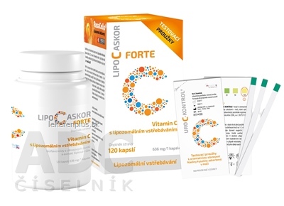 LIPO C ASKOR FORTE cps 120 ks - vitamín C s lipozomálnym vstrebávaním + testovacie prúžky, 1x1 set