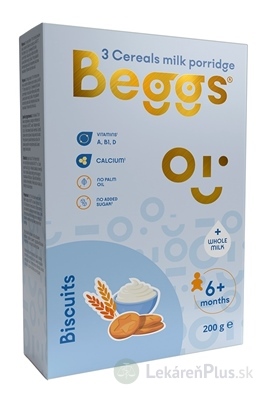 Beggs Mliečna kaša 3zrnná So sušienkami (od ukonč. 6. mesiaca) 1x200 g