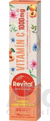 Revital Botanicals VITAMÍN C 1000 mg tbl eff s bylinnými extraktmi, s príchuťou marhule a zeleného čaju 1x20 ks