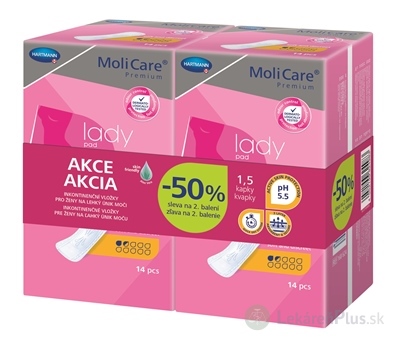 MoliCare Premium lady pad 1,5 kvapky DUOPACK inkontinenčné vložky (zľava -50% na 2. balenie) 2x14 ks, 1x1 set