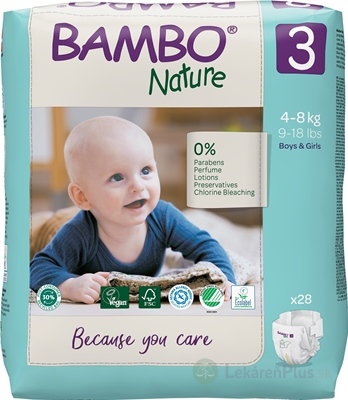 BAMBO 3 (4-8 kg) detské plienky priedušné, savosť 750 ml (inov.2020) 1x28 ks