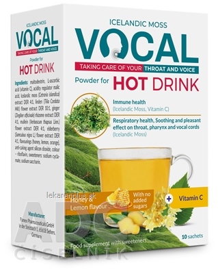 VOCAL HOT DRINK prášok na prípravu nápoja s príchuťou medu a citrónu, vrecúška 1x10 ks