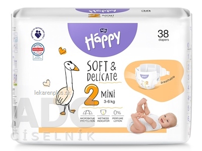 bella HAPPY Soft&Delicate 2 Mini detské plienky (3-6 kg) 1x38 ks