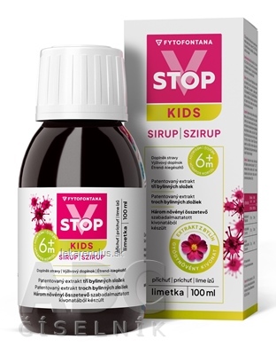 fytofontana V-STOP KIDS sirup s príchuťou limetky (od 6 mesiacov) 1x100 ml