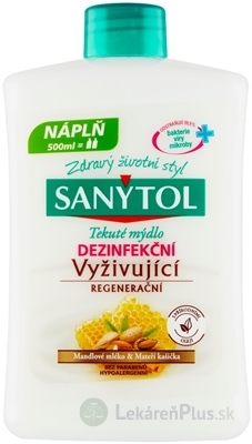 SANYTOL Tekuté mydlo DEZINFEKČNÉ Vyživujúce mandľové mlieko a materská kašička, náhradná náplň 1x500 ml