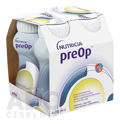 preOp sacharidový izotonický nápoj s citrónovou príchuťou 4x200 ml (800 ml)