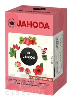 LEROS ČAJOVÁ CHVÍĽKA JAHODA ovocný čaj aromatizovaný, nálevové vrecká 20x2 g (40 g)