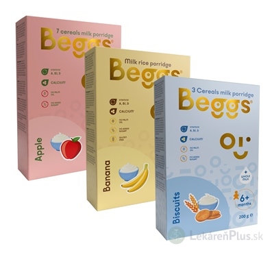 Beggs Mix kaší s plnotučným mliekom (3zrnná + ryžová + 7zrnná) (od ukonč. 6. mesiaca) 3x200 g