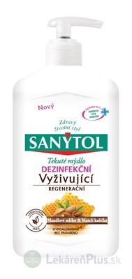 SANYTOL Tekuté mydlo Vyživujúce dezinfekčné, Mandľové mlieko a materská kašička, 1x250 ml