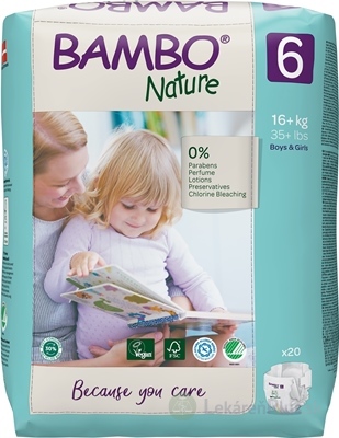 BAMBO 6 (16-30 kg) detské plienky priedušné, savosť 1150 ml (inov.2020) 1x20 ks