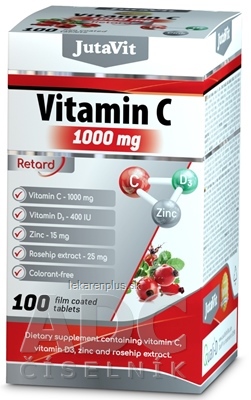 JutaVit Vitamín C 1000 mg + D3 400 IU + zinok 15mg tbl s extraktom zo šípok 25 mg, s postupným uvoľňovaním 1x100 ks