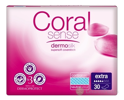 Coral Sense Extra vložky inkontinenčné, pre ženy, 33 cm, 1x30 ks