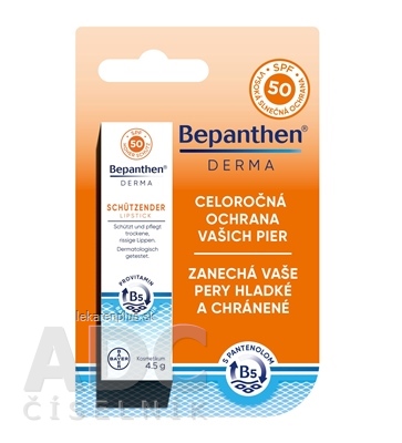 Bepanthen DERMA Balzam na pery SPF 50 tyčinka a panthenolom, s ochranným faktorom 1x4,5 g