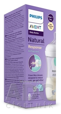 AVENT FĽAŠA Natural Response 260 ml slon, cumlík s ventilom AirFree (1m+) 1x1 ks