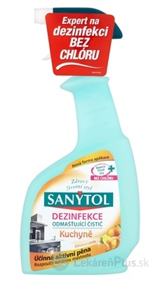 SANYTOL ODMASŤUJÚCI ČISTIČ Kuchyňa sprej, Citrusové plody, Dezinfekcia 1x500 ml