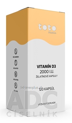 TOTO VITAMÍN D3 2000 I.U. ŽELATÍNOVÉ KAPSULY cps 1x120 ks