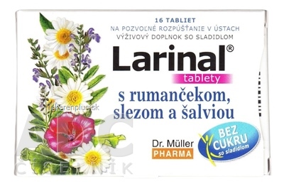 Dr. Müller LARINAL s rumančekom, slezom a šalviou tbl bez cukru, so sladidlom 1x16 ks