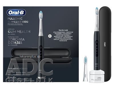 Oral-B PULSONIC SLIM LUXE 4500 BLACK sonická zubná kefka + náhradná hlavica + puzdro, 1x1 set