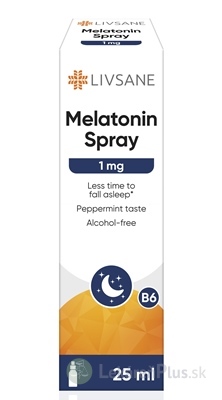 LIVSANE Melatonín 1 mg sprej, s vitamínom B6,  príchuť mäty 1x25 ml