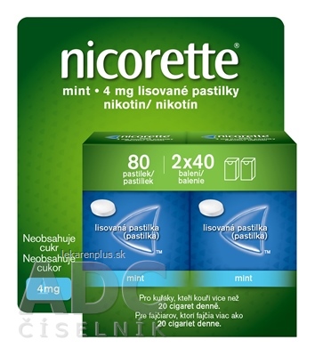 Nicorette Mint 4 mg pas ocp (ška.kart.) 2x40 ks