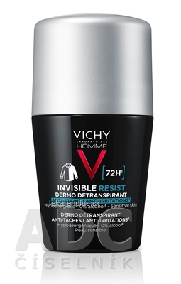 VICHY HOMME INVISIBLE RESIST DETRANSPIRANT 72H detranspirant proti zápachu, roll-on 1x50 ml