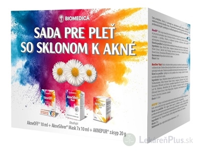 BIOMEDICA Sada pre pleť so sklonom k akné Akne OFF 10 ml, AkneSilver Mask 7x10 ml, Aknepur zásyp 20 g, 1x1 set