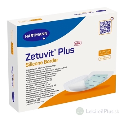 Zetuvit Plus Silicone Border kompres sterilný (16x26 cm) 1x10 ks