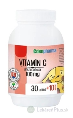 EDENPharma VITAMÍN C 100 mg príchuť jahoda tbl 30+10 zadarmo (40 ks)