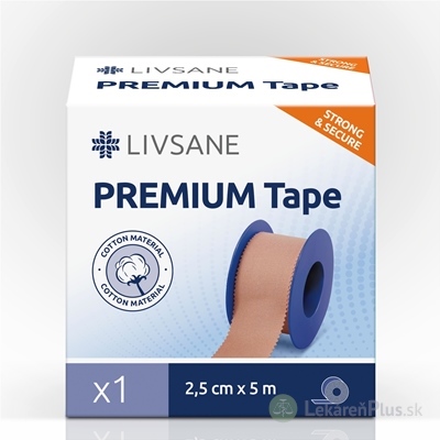 LIVSANE Fixačná páska PREMIUM 2,5cm x 5m, béžová, cievka, 1x1 ks