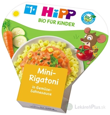 HiPP BIO Mini-Rigatoni so zeleninou príkrm v smotanovej omáčke (od ukonč. 1 roku) (inov. 2021) 1x250 g